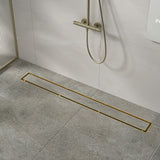 NNEDSZ 800mm Tile Insert Shower Bathroom Brushed Brass Grate Drain w/ Centre outlet Floor Waste