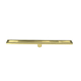 NNEDSZ 800mm Tile Insert Shower Bathroom Brushed Brass Grate Drain w/ Centre outlet Floor Waste