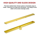 NNEDSZ 800mm Tile Insert Shower Bathroom Brushed Brass Grate Drain w/ Centre outlet Floor Waste