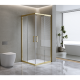 NNEDSZ Adjustable 1000x1200mm Double Sliding Door Glass Shower Screen in Gold