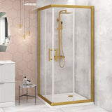 NNEDSZ Adjustable 1000x1100mm Double Sliding Door Glass Shower Screen in Gold