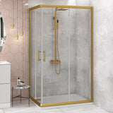 NNEDSZ Adjustable 1000x1200mm Double Sliding Door Glass Shower Screen in Gold