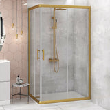 NNEDSZ Adjustable 1000x1200mm Double Sliding Door Glass Shower Screen in Gold