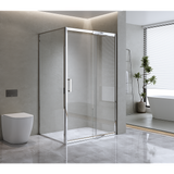 NNEDSZ 150mm Adjustable (1700x1010mm) Single Door Corner Sliding Glass Shower Screen in Chrome
