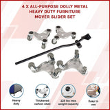NNEDSZ 4 X All-purpose Dolly Metal Heavy Duty Furniture Mover Slider Set