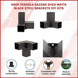 NNEDSZ Roof Pergola Gazebo Shed Matte Black Steel Brackets DIY Kits
