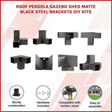 NNEDSZ Roof Pergola Gazebo Shed Matte Black Steel Brackets DIY Kits