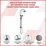NNEDSZ WELS 8" Rain Shower Head Set Rounded Dual Heads Faucet High Pressure Hand Held