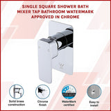 NNEDSZ Single Square Shower Bath Mixer Tap Bathroom WATERMARK Approved in Chrome