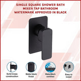 NNEDSZ Single Square Shower Bath Mixer Tap Bathroom WATERMARK Approved in Black