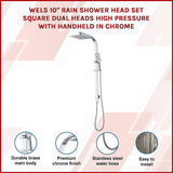 NNEDSZ WELS 10" Rain Shower Head Set Square Dual Heads High Pressure with Handheld in Chrome