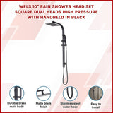 NNEDSZ WELS 10" Rain Shower Head Set Square Dual Heads High Pressure with Handheld in Black