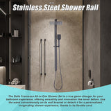 NNEDSZ WELS 10" Rain Shower Head Set Square Dual Heads High Pressure with Handheld in Black