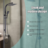 NNEDSZ WELS 10" Rain Shower Head Set Square Dual Heads High Pressure with Handheld in Black