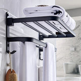 NNEDSZ Towel Rack Folding Holder with Hook Accessories Wall Hanger Aluminium Bar Shelf