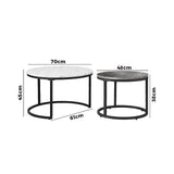 NNEDSZ Set of 2 Coffee Table Round Marble Nesting Side End Table Furniture
