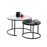 NNEDSZ Set of 2 Coffee Table Round Marble Nesting Side End Table Furniture