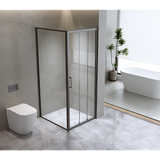 NNEDSZ 40mm Adjustable Contemporary Corner Sliding Black Shower Screen 120x80cm