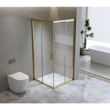 NNEDSZ Adjustable 1100x1100mm Double Sliding Door Glass Shower Screen in Gold