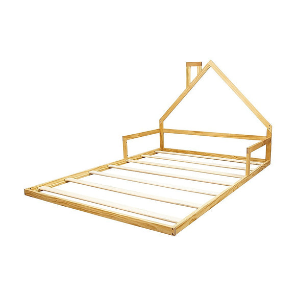 NNEDSZ Pine Wood Floor Bed House Frame for Kids and Toddlers