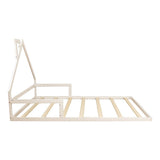 NNEDSZ Pine Wood Floor Bed House Frame for Kids and Toddlers