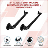 NNEDSZ 2m Handrail Stair Rail Grab Balustrade Staircase Banister + Installation Kit
