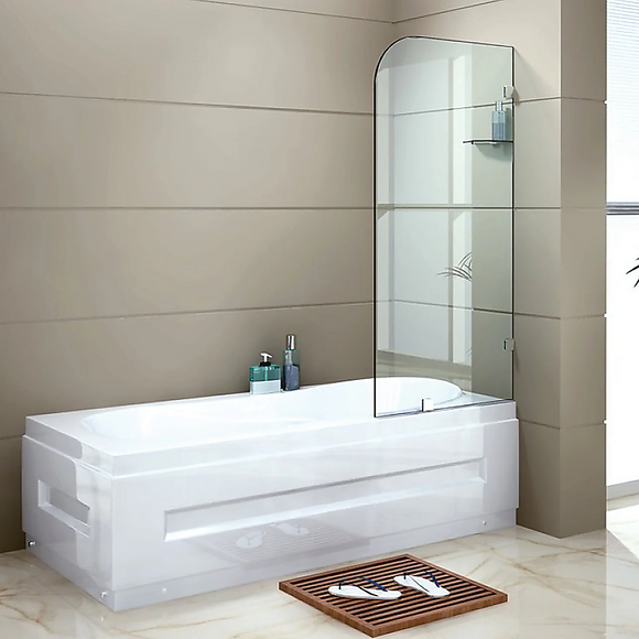 NNEDSZ 70cm Frameless Glass Bath Screen with Brackets - Nickel