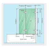 NNEDSZ 90cm Frameless Glass Bath Screen with Stainless Steel Brackets - Chrome