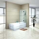 NNEDSZ 90cm Frameless Glass Bath Screen with Stainless Steel Brackets - Gold