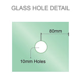 NNEDSZ 120cm Wall to Wall Frameless Shower Screen with White Brackets and SS Hinges, Square Knob Handle