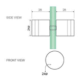 110cm Wall-to-Wall Frameless Shower Screen – Gunmetal Wall & Floor F Bracket with SS Hinges & Round Knob Handle