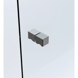 90cm Frameless Wall-to-Wall Shower Screen with Gunmetal Wall & Floor F Bracket, Brass Hinges & Square Knob Handle