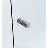 110cm Frameless Wall-to-Wall Shower Screen with Gunmetal Wall & Floor F Bracket, Brass Hinges & Round Knob Handle