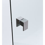 90cm Frameless Wall-to-Wall Shower Screen with Gunmetal Wall & Floor F Bracket, Brass Hinges & Square Double Pull Handle