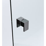 NNEDSZ 90cm Wall to Wall Frameless Shower Screen with Black Channel and SS Hinges , Square Double Pull Handle