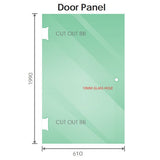 NNEDSZ 90cm Wall to Wall Frameless Shower Screen with Black Channel and SS Hinges , Square Double Pull Handle