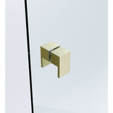 NNEDSZ 120cm Wall to Wall Frameless Shower Screen with Gold Channel and SS Hinges , Square Double Pull Handle