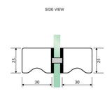 NNEDSZ 90cm Wall to Wall Frameless Shower Screen with Black Channel and Brass Hinges , Square Knob Handle