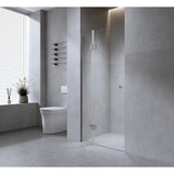 NNEDSZ 100cm Wall to Wall Frameless Shower Screen with Chrome Channel and Brass Hinges , Square Double Pull Handle