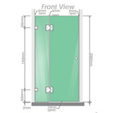 120x70cm Corner Frameless Shower Screen with Gunmetal Brackets and SS Hinges, Square Knob Handle