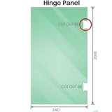 100x70cm Corner Frameless Shower Screen with Gunmetal Brackets and SS Hinges, Round Knob Handle