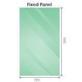 100x70cm Corner Frameless Shower Screen with Gunmetal Brackets and SS Hinges, Round Knob Handle