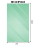120x110cm Corner Frameless Shower Screen with Gunmetal Brackets and SS Hinges, Square Double Pull Handle