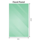 100x80cm Corner Frameless Shower Screen with Gunmetal Brackets and Brass Hinges, Square Knob Handle