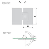 NNEDSZ 120x80cm Corner Frameless Shower Screen with Black Brackets and Brass Hinges, Square Knob Handle