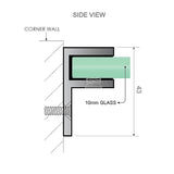 NNEDSZ 120x80cm Corner Frameless Shower Screen with Black Brackets and Brass Hinges, Square Double Pull Handle