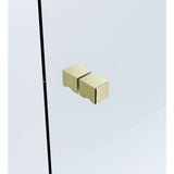110x90cm Gold Corner Frameless Shower Screen with Wall Channel Brackets, Stainless Steel Hinges & Square Knob Handle