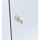 120x80cm Nickel Corner Frameless Shower Screen with Wall Channel Brackets, Stainless Steel Hinges & Square Knob Handle