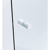 NNEDSZ 120x90cm Corner Frameless Shower Screen with White Channel and SS Hinges, Round Knob Handle