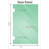 110x80cm Nickel Corner Frameless Shower Screen with Wall Channel Brackets, Stainless Steel Hinges & Square Double Pull Handle